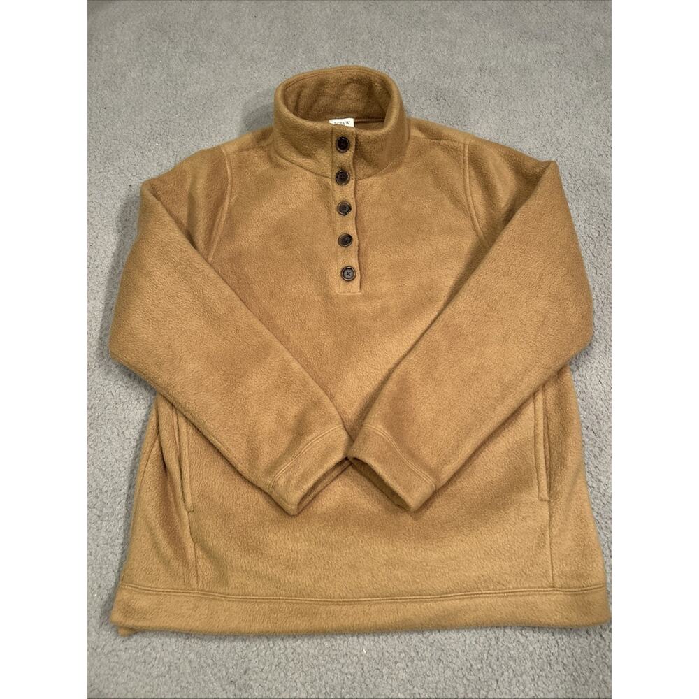 J.Crew Men’s Medium Fleece Pullover Button Neck Camel Tan